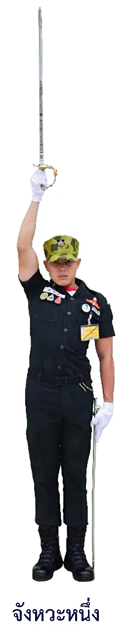 ภาพท่าเรียบอาวุธจากท่าบ่าอาวุธ - ท่าเริ่มต้น