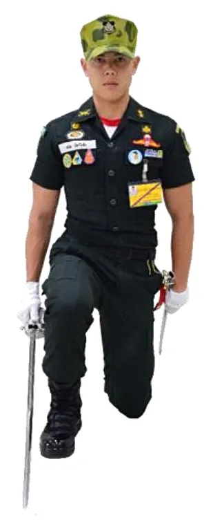 ภาพท่านั่งคุกเข่าวันทยาวุธ - ตอนที่ 2 ห้วงที่ 2 (เสียบกระบี่ลงฝัก)